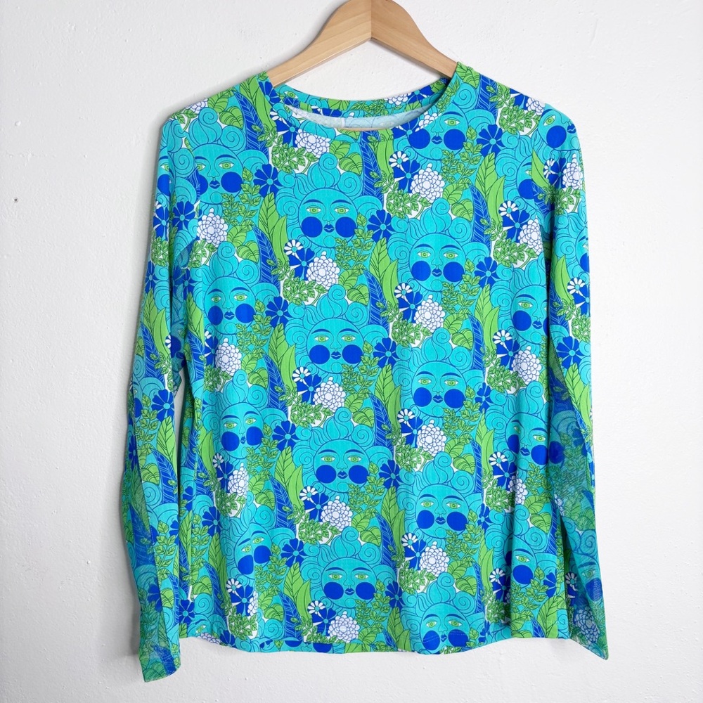 IBKÜL Sun Floral Print Long Sleeve Sun Protective Shirt Size L NWOT